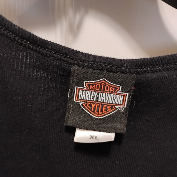 Harley-Davidson Black Zip-Up Vest Blue Decal Cotton Bike Week Shirt Size XL - Picture 6 of 7